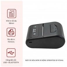 Máy in hóa đơn di động Xprinter XP-P504A [USB + Bluetooth]