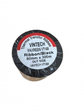 Mực in mã vạch / Ruy băng mực, Ribbon in mã vạch Vintech WAX RESIN VT168 80mm X 300mm